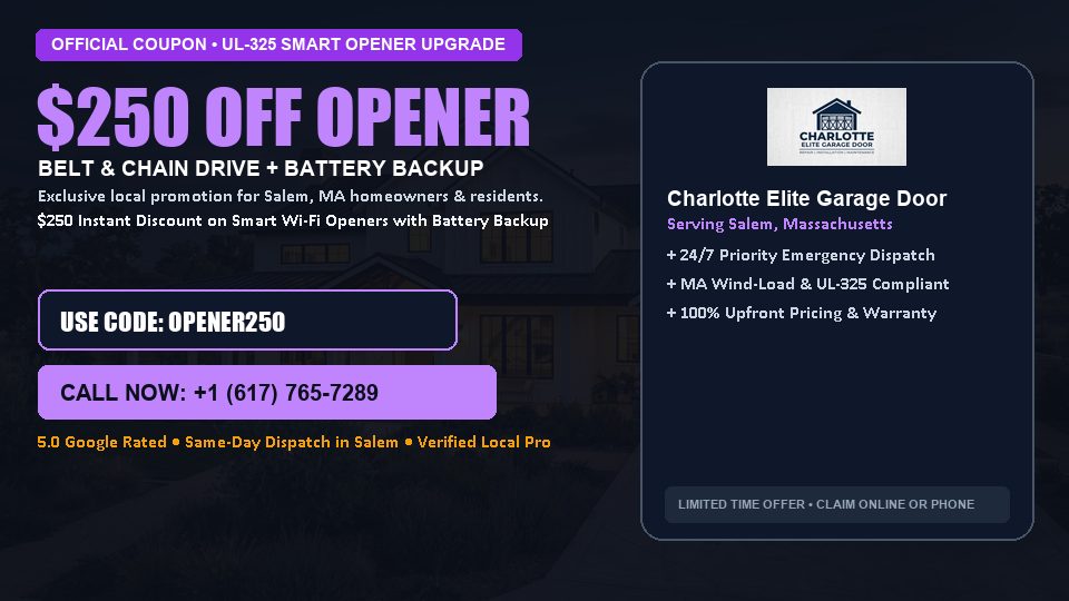$250 OFF Smart Wi-Fi Garage Door Opener Installation in Salem, MA - Charlotte Elite Garage Door
